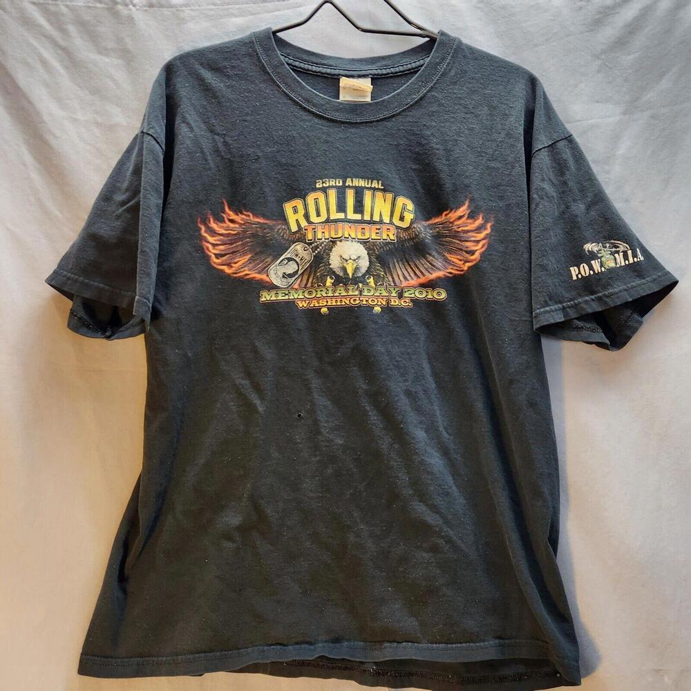 2010 Rolling Thunder Motorcycle Rally Tshirt Size Large - Picture 1 of 10